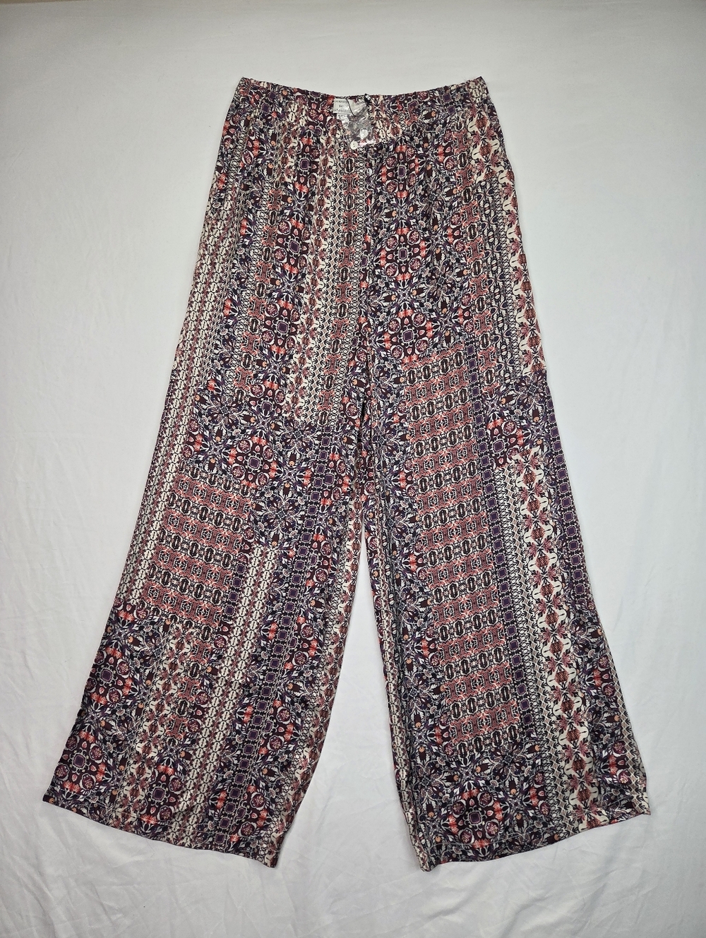 La Maison par Molly Bracken Boho Wide Leg Pants L Elastic Waist Pockets NWT